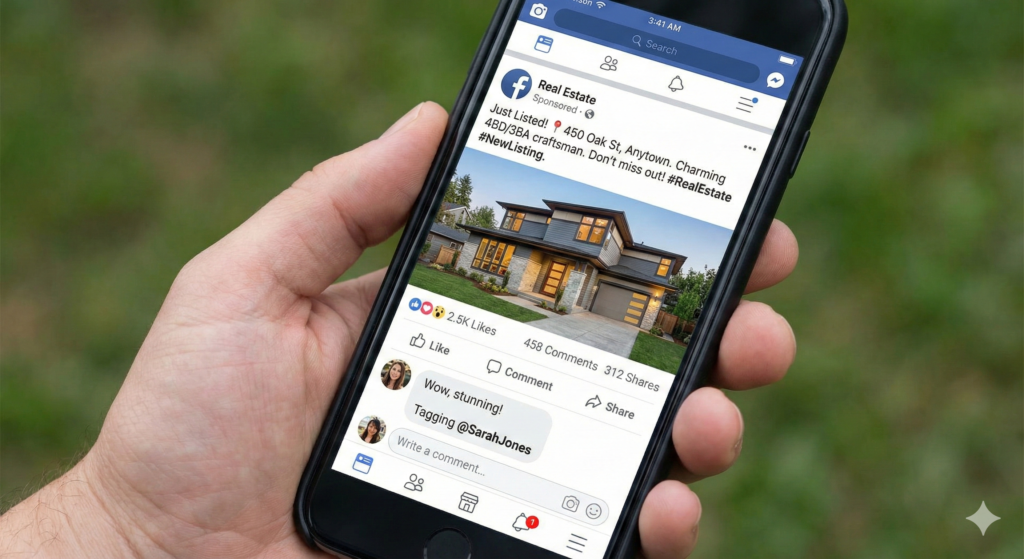 Example of a real estate performance marketing ad on social media.