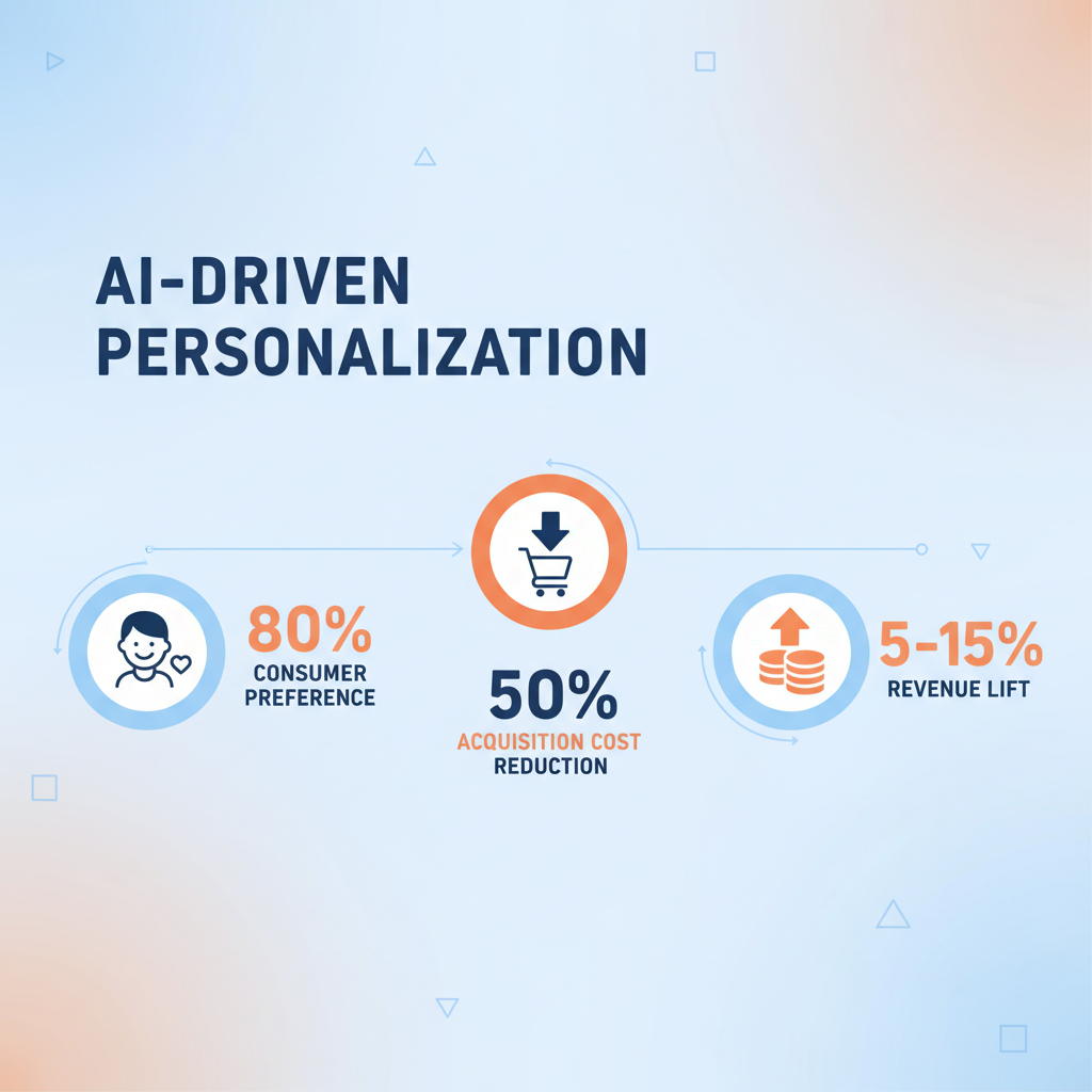 AI-driven personalization statistics — revenue lift, acquisition cost reduction, and consumer expectations data 2026