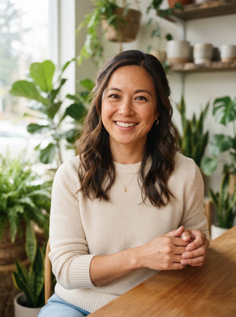 Portrait of Maya Chen, founder of Rooted Daily