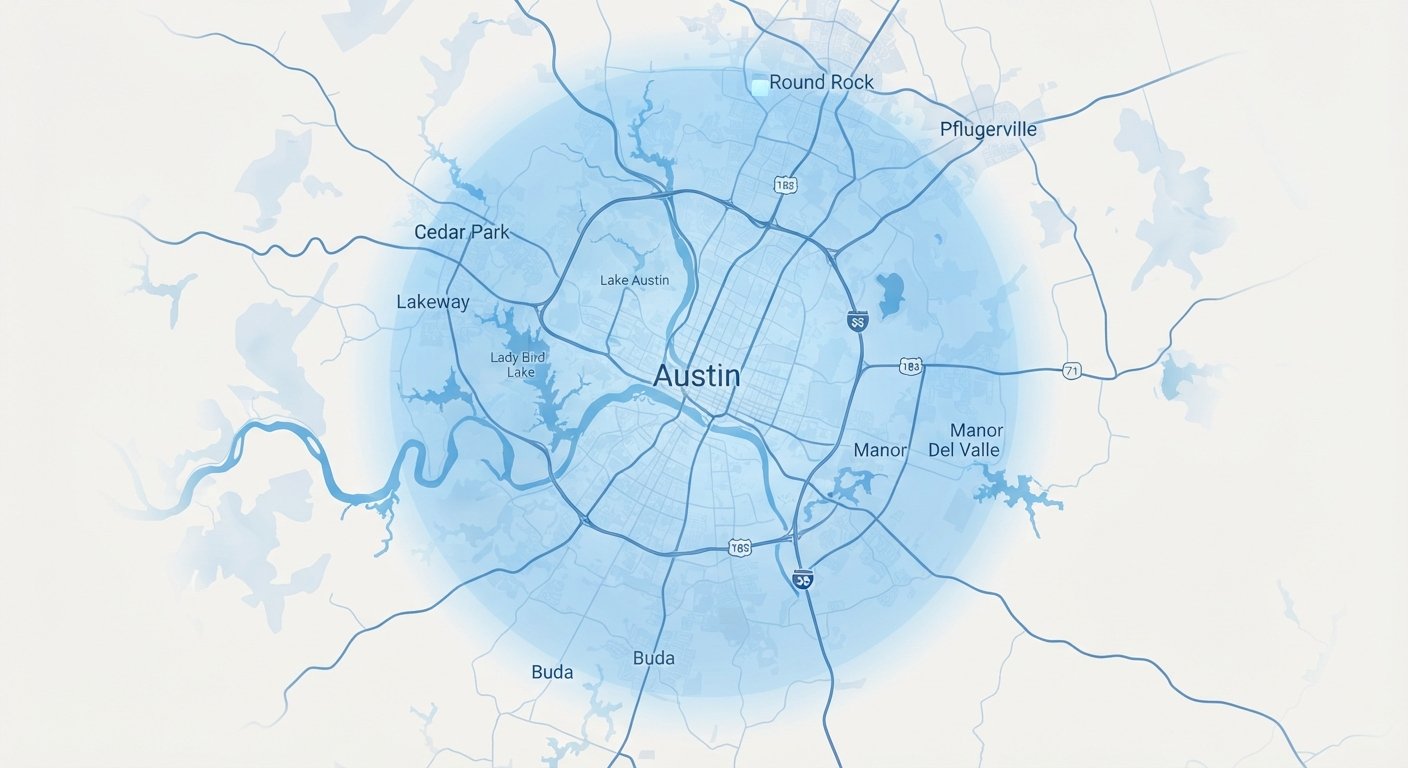 Map of Austin Texas metro service area