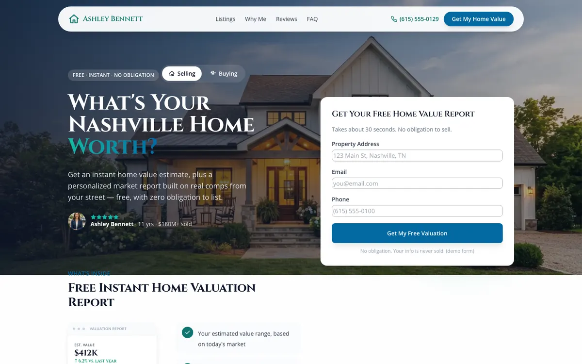 Homepage of the Keystone Realty Group demo site